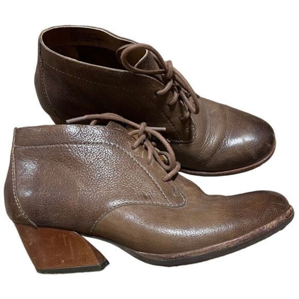 Kork Ease‎ Women's Leather Lace-Up Heeled Helene Ankle Booties Brown Size 6.5